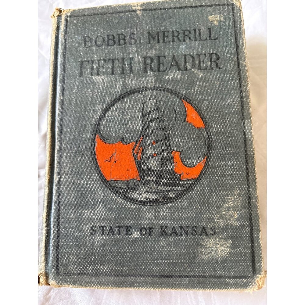 Bobbs Merrill Fifth Reader Vintage Book State Of Kansas 1920s Hardcover